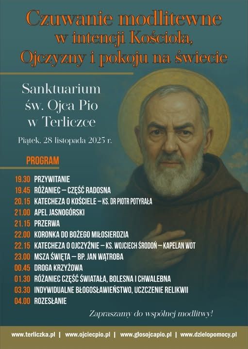 Czuwanie modlitewne w intencjach: Kościoła, Ojczyzny i pokoju na świecie!